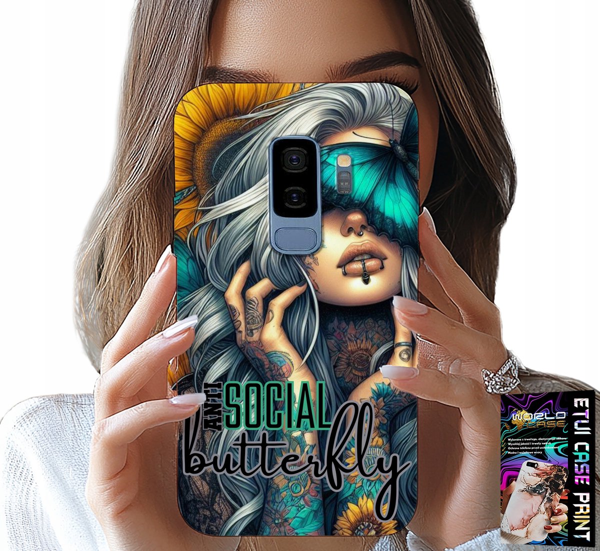 HOESJE VOOR SAMSUNG GALAXY S9 PLUS - ANTI SOCIAL, BUTTERFLY, FEMALE