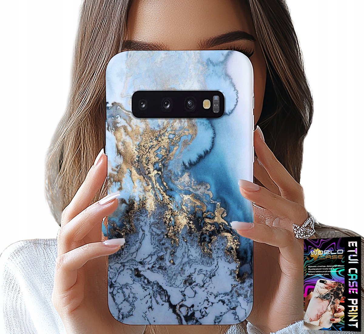 HOESJE VOOR SAMSUNG GALAXY S10 - MARMERPATROON VOOR DAMES + FILM