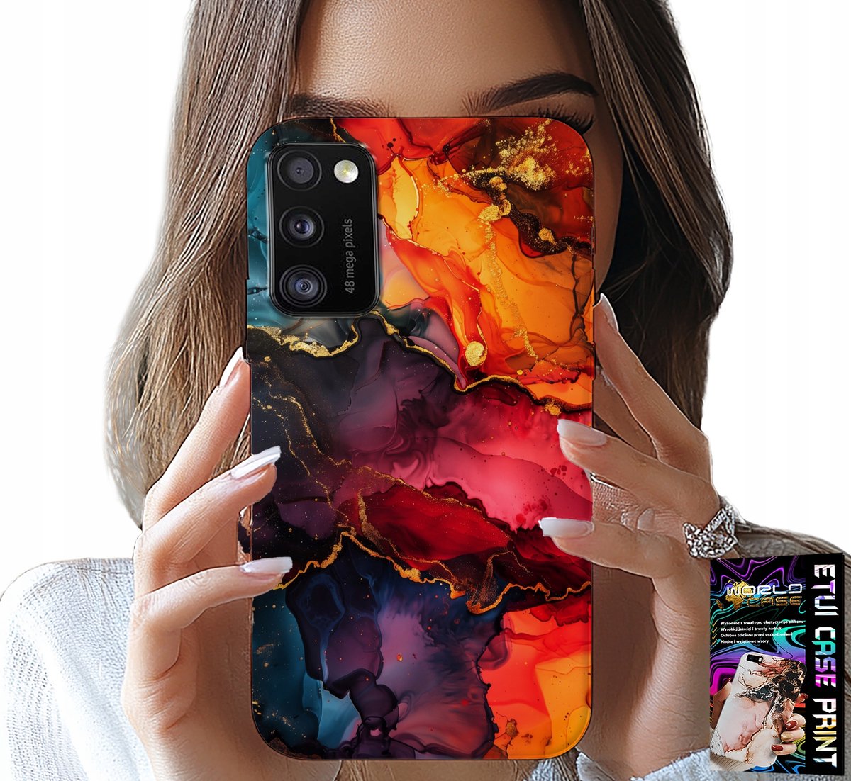 HOESJE VOOR SAMSUNG GALAXY A41 - STEENPATROON, HOESJE + GLAS