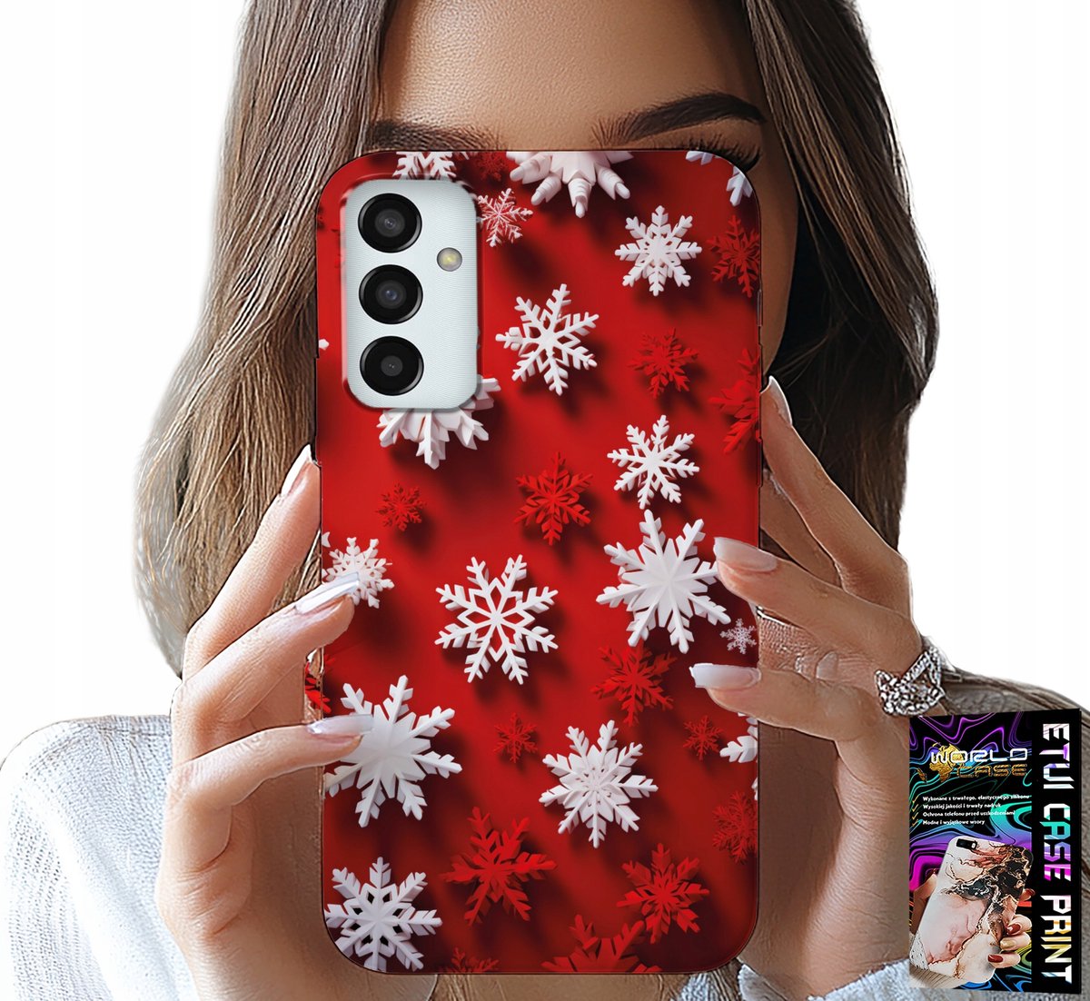 HOESJE VOOR SAMSUNG GALAXY M23 - SNEEUWVLOKKEN, SNEEUW, STERREN, KERST