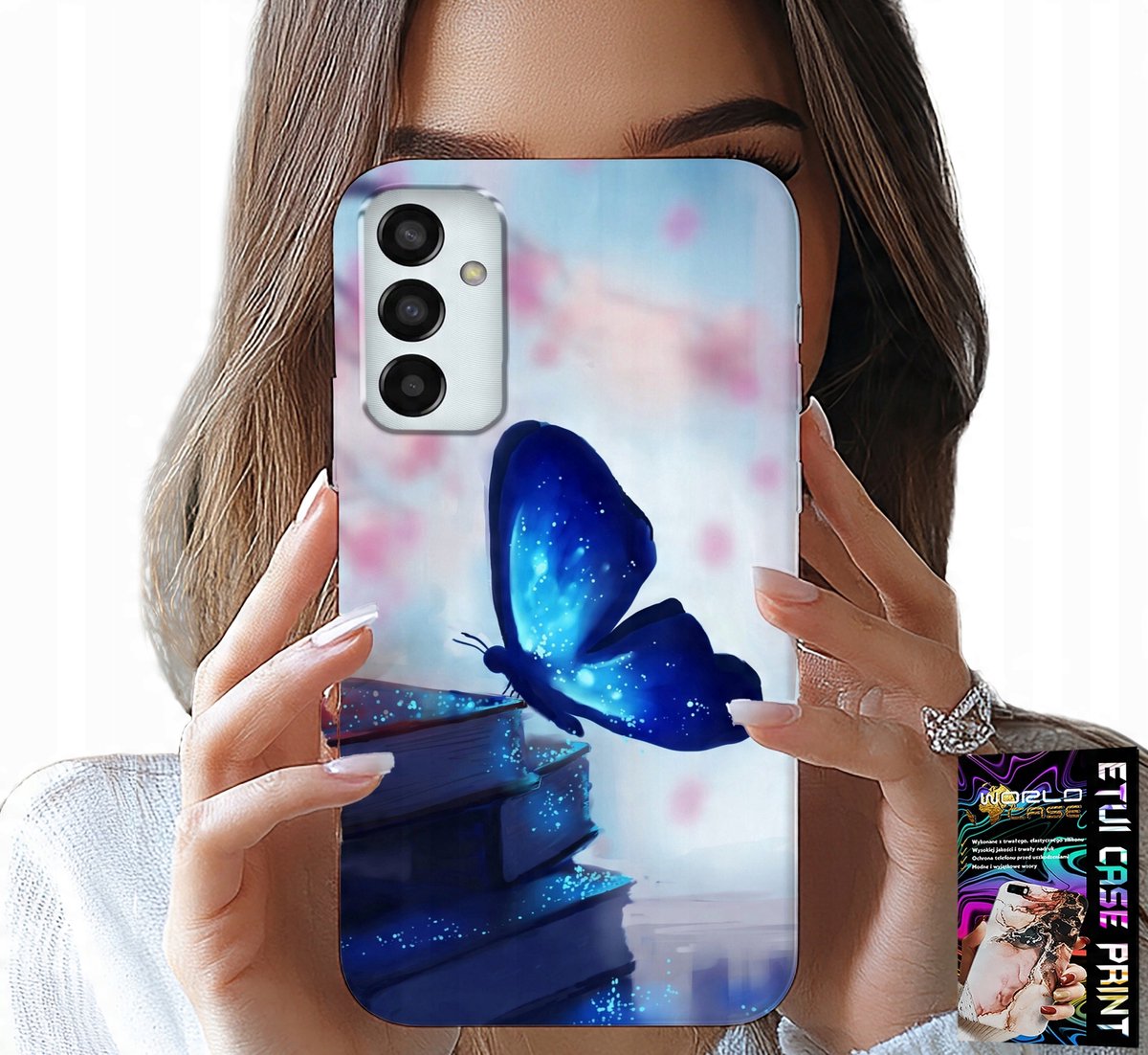 Hoesje voor Samsung Galaxy M13 4G - Blauwe vlinder, vlinder, damespatroon