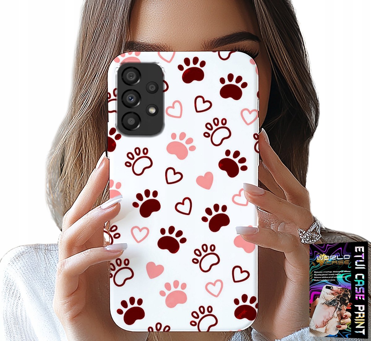 Hoesje voor Samsung A52 / A52S - Hondenpootjes op een witte achtergrond, hond, kat, teddybeer