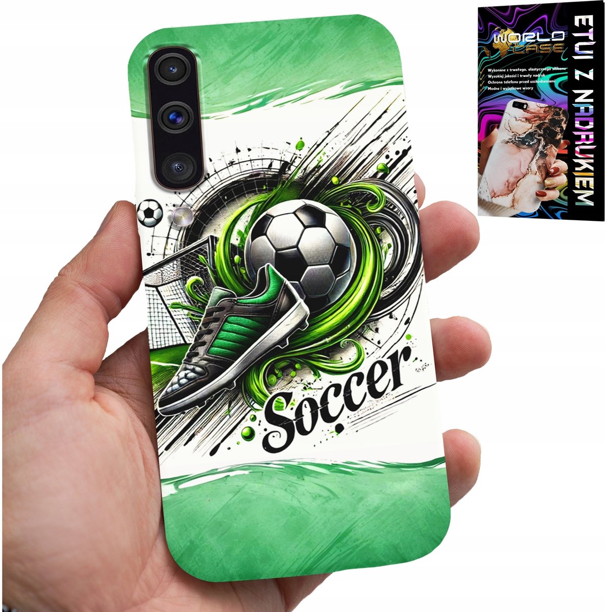 HOESJE VOOR SAMSUNG A50 / A30S - VOETBAL, VOETBALHOESJE + GLAS