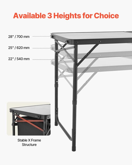 MakkelijkMooi inklapbare Camping Keuken Tafel - Campingtafel met Onderkastje - Kampeer Kastje & Tafel Zwart 120 x 49 x 70 (BxDxH) van Merkloos — afbeelding 3