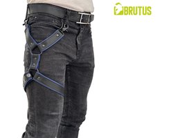 BRUTUS Leather Leg Harness Black-Blue