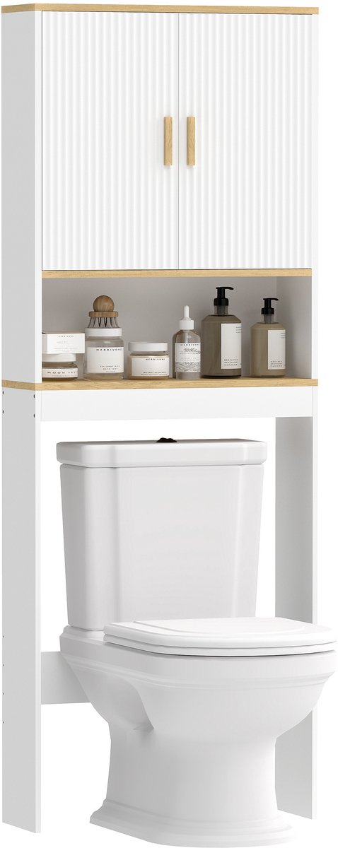 HOMCOM Toiletrek - Spaanplaat, Grenenhout - Wit en Eiken