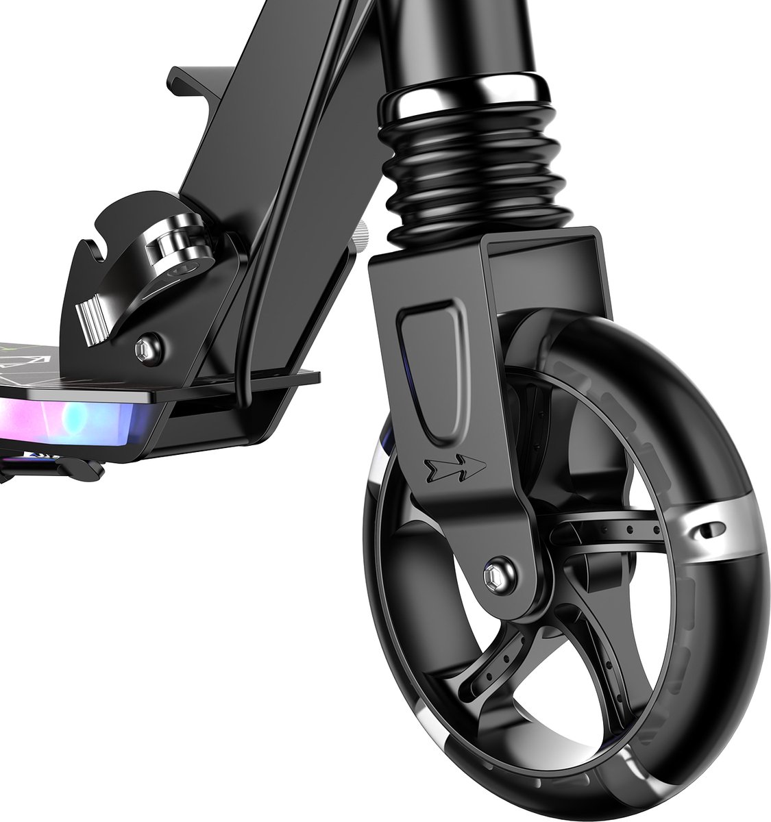 FOXSPORT Kinderstepjes - Kinderstep - Step - Kinderscooter - LED-verlichting in wielen & voetplateau - Draagkracht tot 100 kg - Kick Step - Voor Jongens en Meisjes - Vanaf 3-12 Jaar - Drie instelbare hoogte-opties - Zwart — afbeelding 11