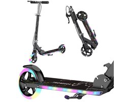 FOXSPORT Kinderstepjes - Kinderstep - Step - Kinderscooter - LED-verlichting in wielen & voetplateau - Draagkracht tot 100 kg - Kick Step - Voor Jongens en Meisjes - Vanaf 3-12 Jaar - Drie instelbare hoogte-opties - Zwart
