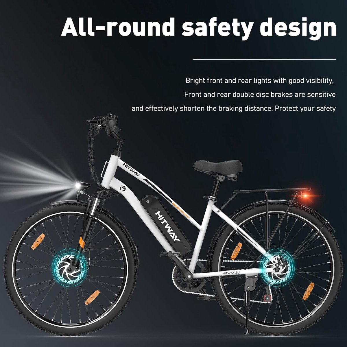 Elektrische Fiets HITWAY BK27 - 28 Inch City Commuter EBike met Afneembare 36V 12Ah Lithium Batterij - Mountain E-Bike met 250W Motor - 7 Versnellingen - IP54 Waterdicht – foto 6