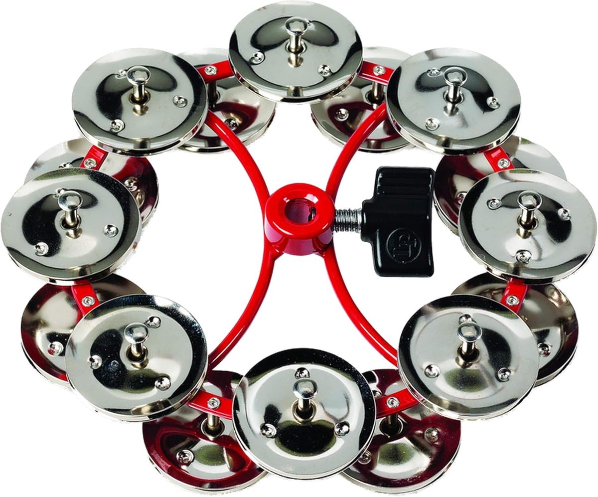 Tamboerijn Jingle Ring - Hi-Hat Tamboerijn - Muziek Maken - Monteerbaar op Statief - 5 Inch Diameter - Rood
