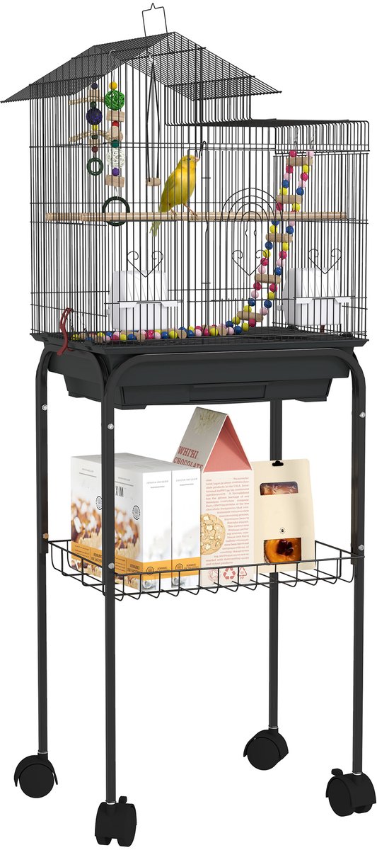 PawHut Vogelkooi - Staaldraad - 46x36x120cm - Zwart