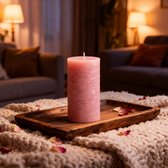 Arti Casa Rustieke Kaars - Ø7 x H16 cm - Roze - Stompkaars van Wax - Ongeparfumeerd - Lange Brandtijd - Sfeervolle Decoratie voor in het Huis en Interieur - Geschikt voor Elke Ruimte