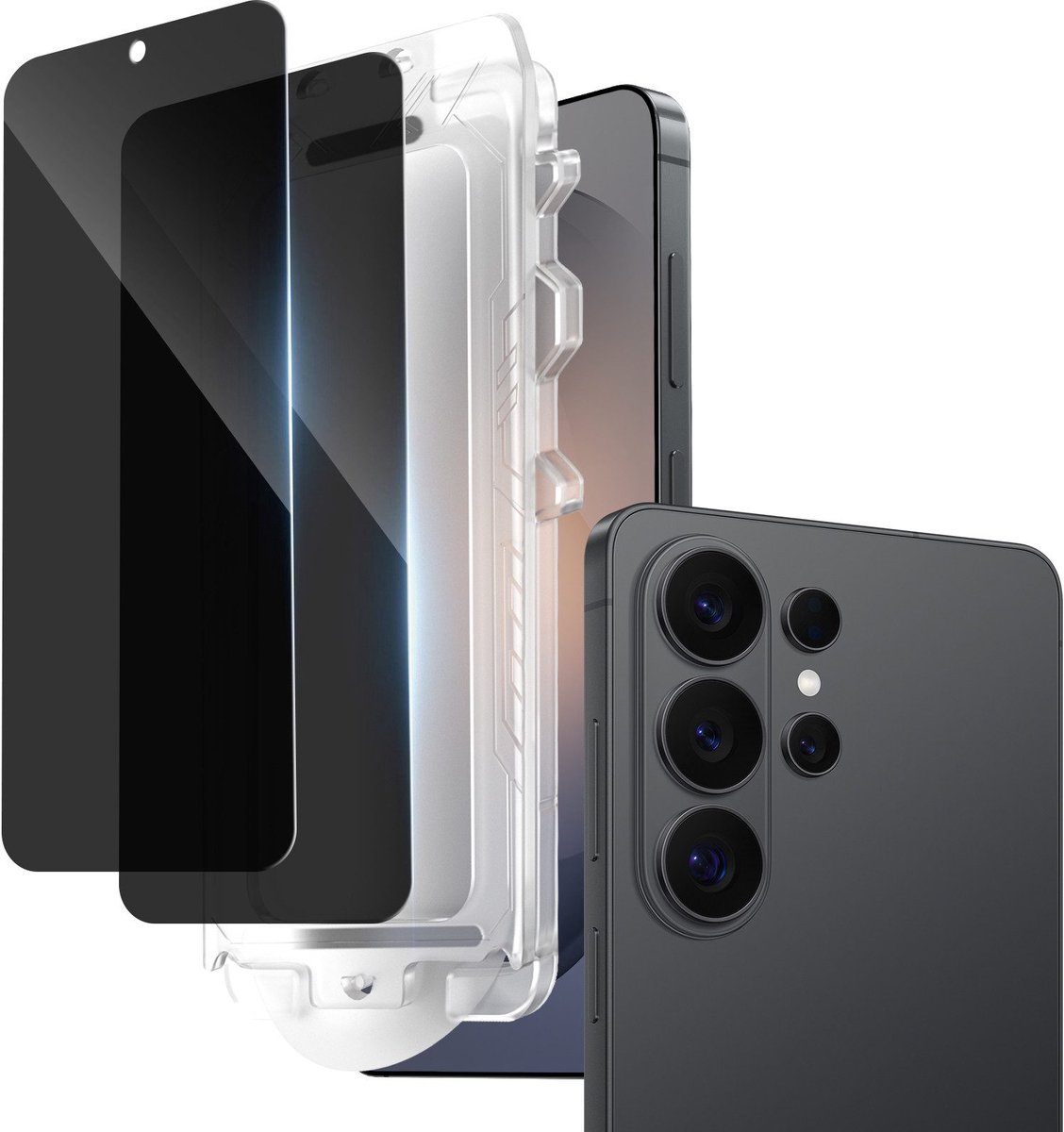 JOYSAF Screenprotector Galaxy S26 Plus - privacy-screenprotector van gehard glas - 2 stuks privacyglas + 1 montagekader - screenprotector van gehard glas met hardheid 9H - HD-screenprotector - superhelder - vingerafdrukbestendig