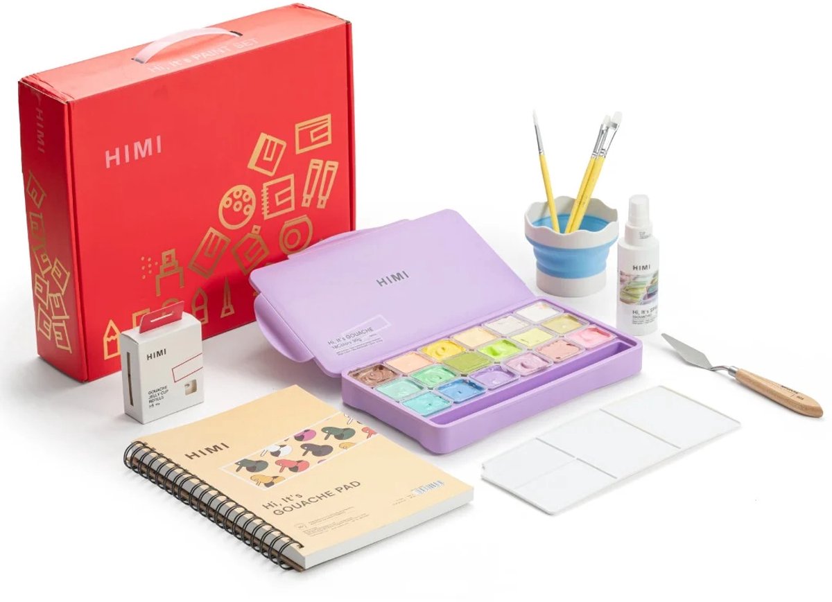 HIMI - Gouache - STARTERSET - set van 18 Pastel kleuren - 30g - Lila