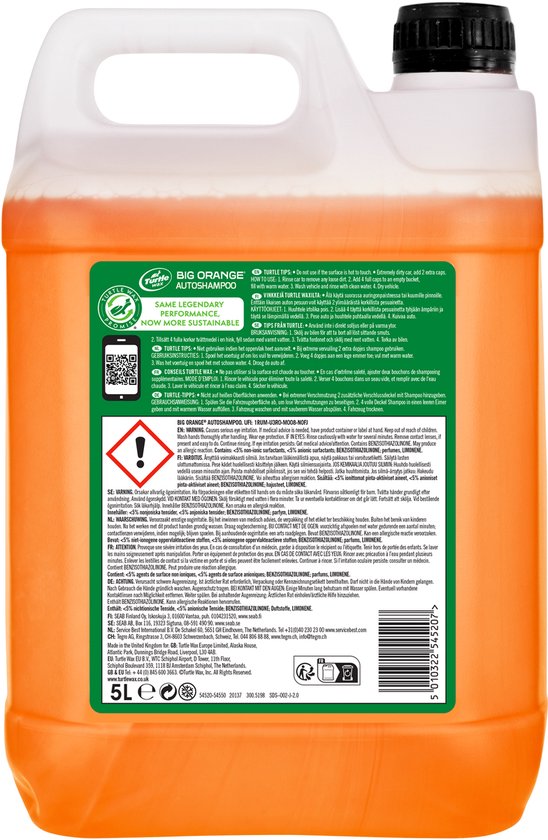 Turtle Wax Big Orange Auto Shampoo - Verwijdert snel vuil en viezigheid - Geeft schitterende glans - Streepvrij resultaat - 5 Liter — afbeelding 5