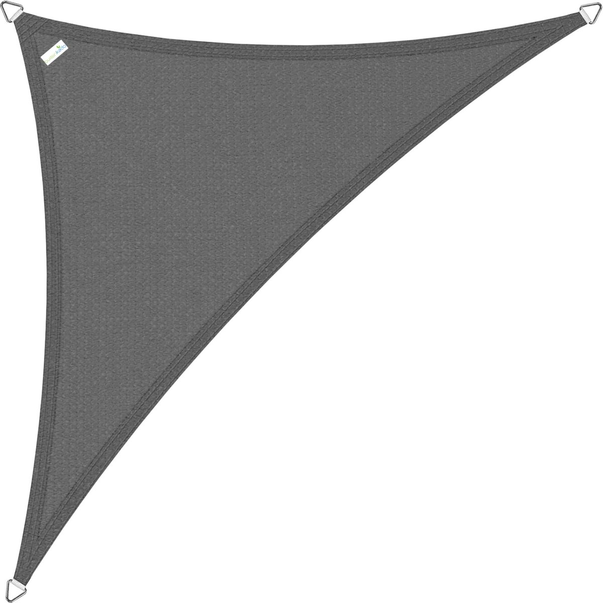 Buitenkado schaduwdoek driehoek 4.5x4.5x4.5m - HDPE/RVS - antraciet