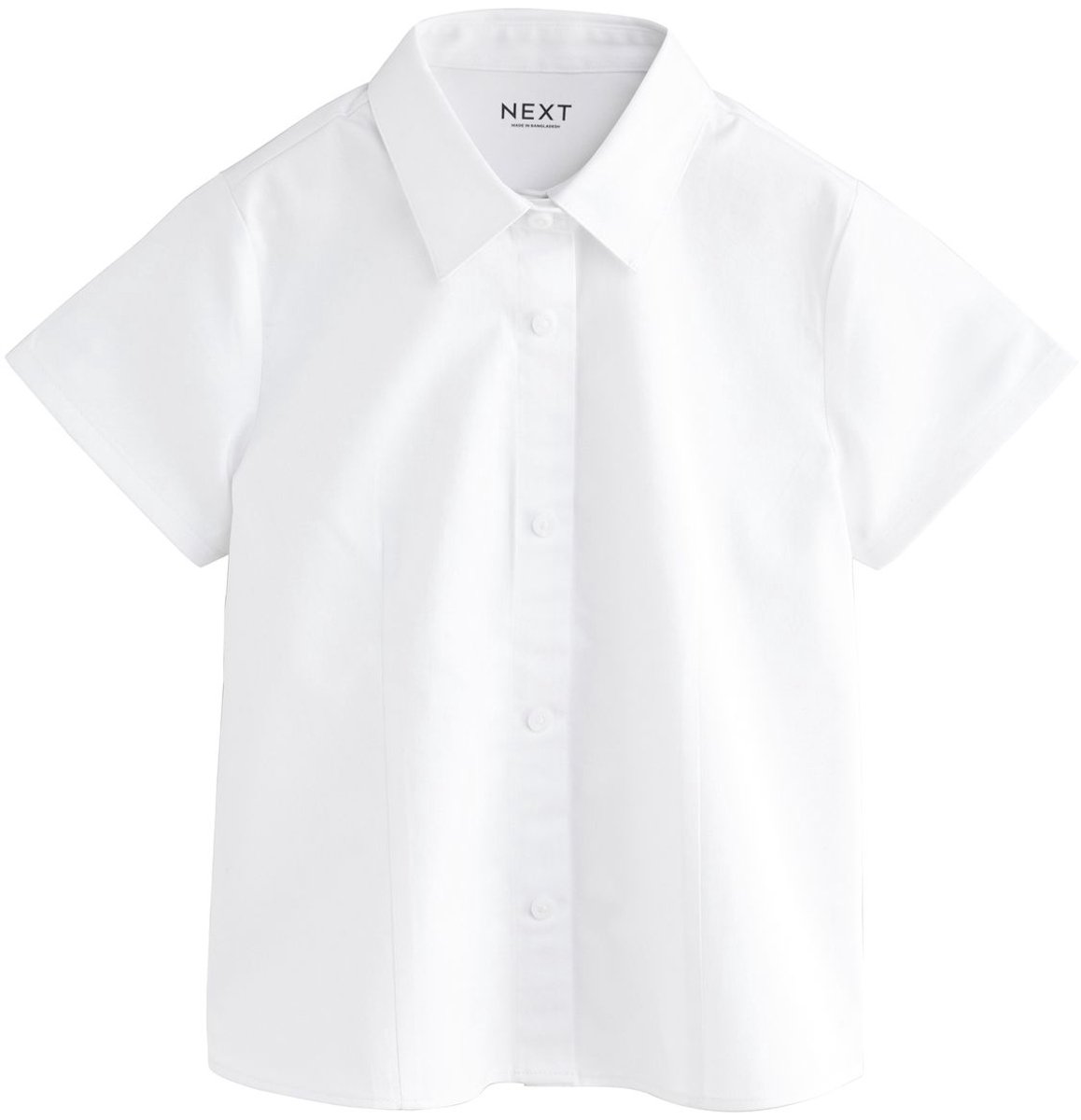 Next - Meisjes - Net overhemd met klittenbandsluiting, stretch, hoog katoengehalte en korte mouwen - Wit