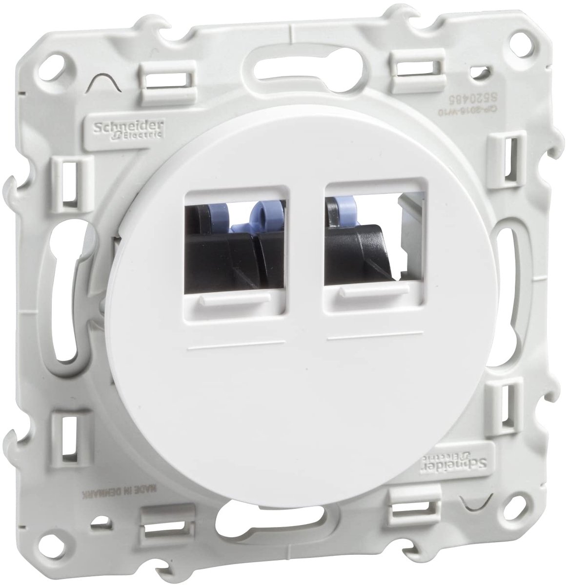 Stopcontact Dubbel - Netwerk Aansluiting - Internet Installatie - Cat 6 UTP - 74x74x44mm - Wit