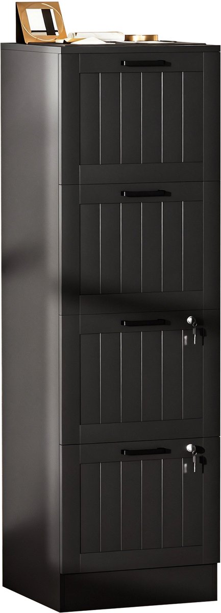 HOMCOM-archiefkast - MDF - 40x40x131cm - Zwart