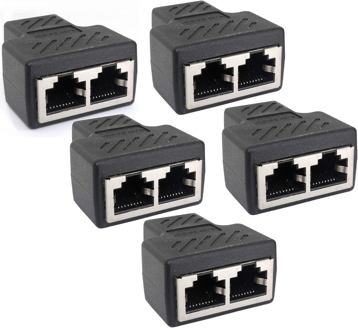 Netwerkkabel Splitter - RJ45 Adapter - Poort Verdubbeling - Volledig Afgeschermd - 5 Stuks - Zwart