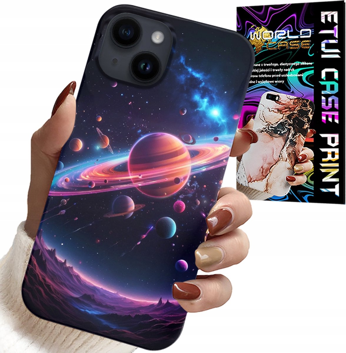 iPhone 15 hoesje - Ruimteplaneten, sterren, melkwegstelsel rugzak