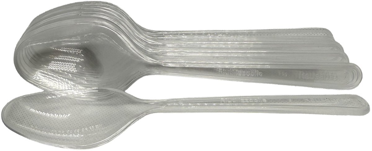 Herbruikbare Plastic Lepels – Transparant – PS Materiaal – 18 cm – 100 stuks – Stevig & Lichtgewicht – Geschikt voor Warm & Koud