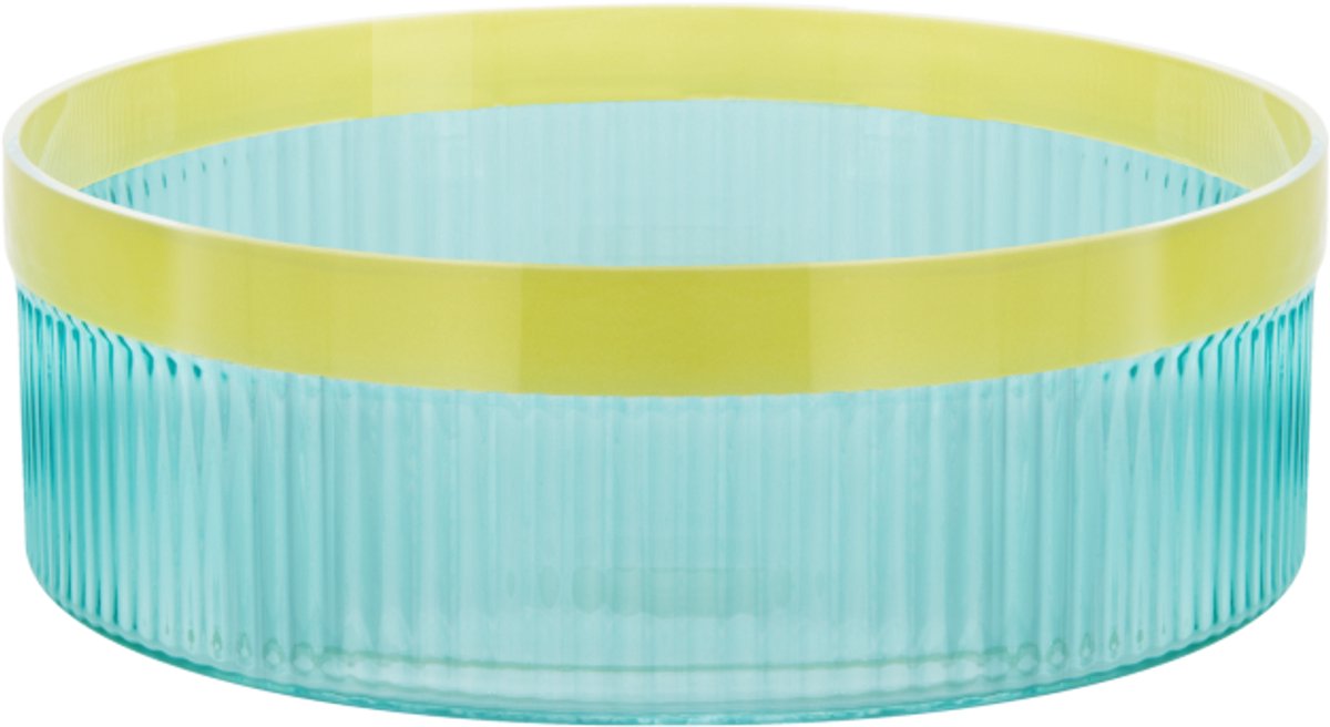 Remember - Glazen Schaal 'Groove' - Blauw - Glas - Geribbeld