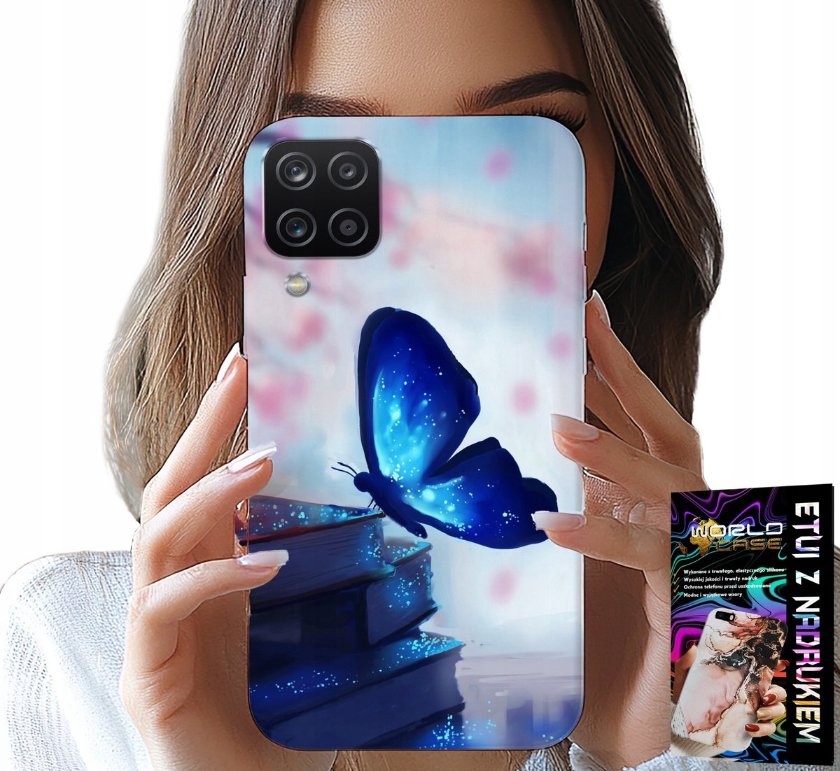 HOESJE VOOR SAMSUNG GALAXY A22 5G - BLAUWE VLINDER, VLINDER, DAMESMOTIEF