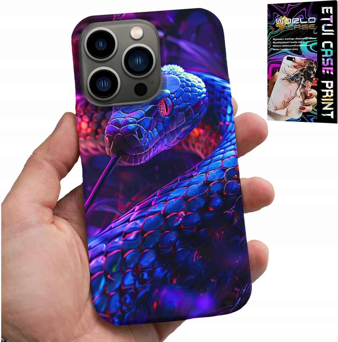 HOESJE VOOR IPHONE 16 PRO MAX - SLANG COBRA RATTLESNAKE REPTILES HOESJE + FOLIE