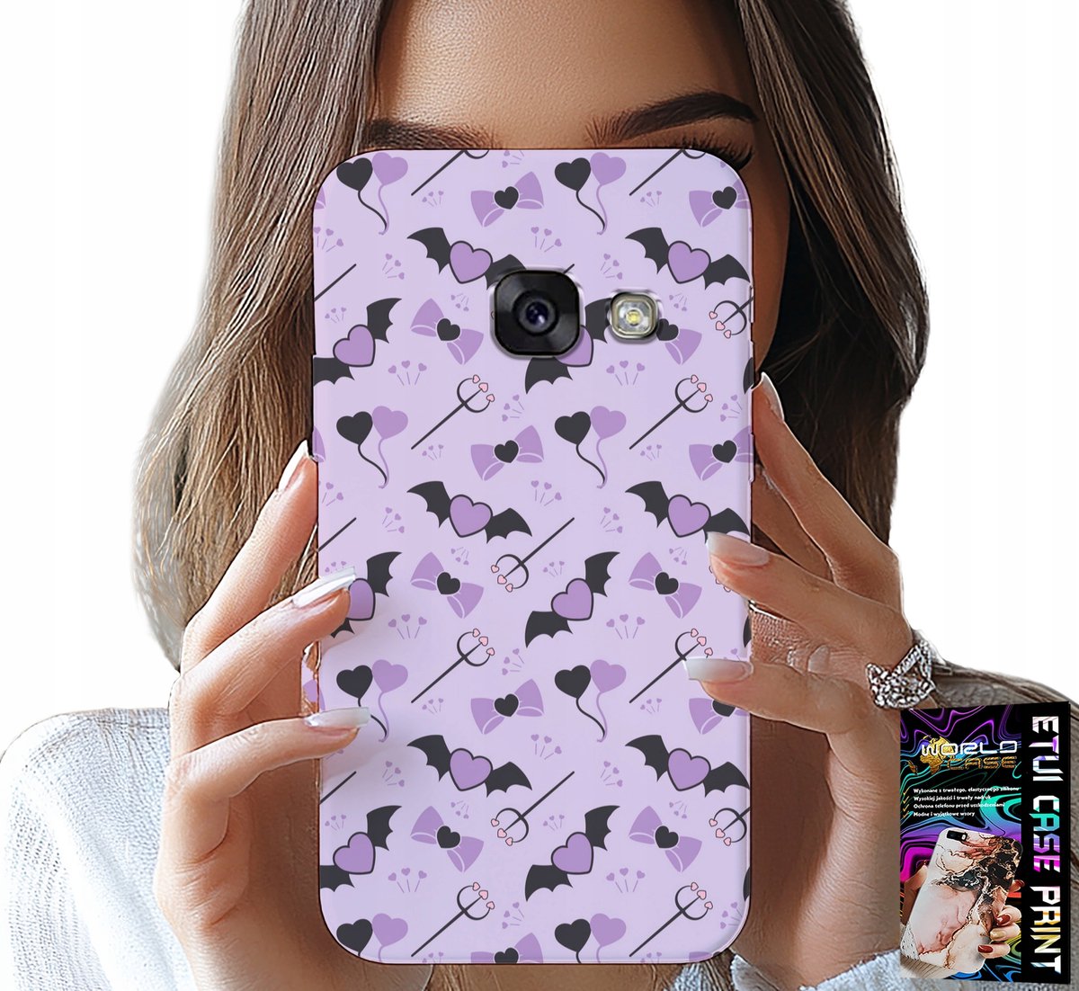 HOESJE VOOR SAMSUNG A5 2017 - MODIEUZE PATRONEN: VORK, HARTJES, KOMMEN, STRIK
