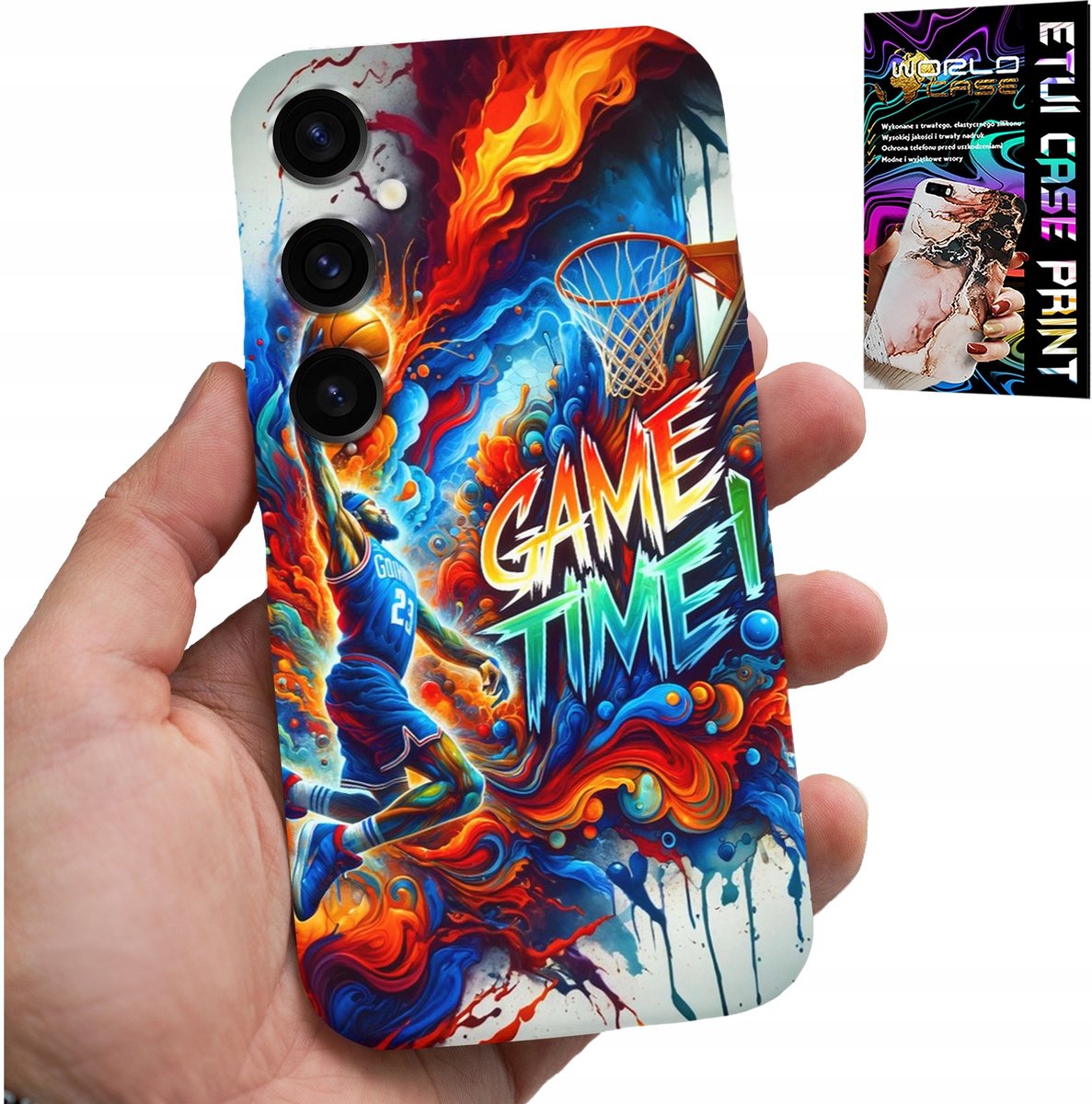 HOESJE VOOR SAMSUNG GALAXY A05S - NBA GAME TIME BASKETBAL, HOESJE + GLAS
