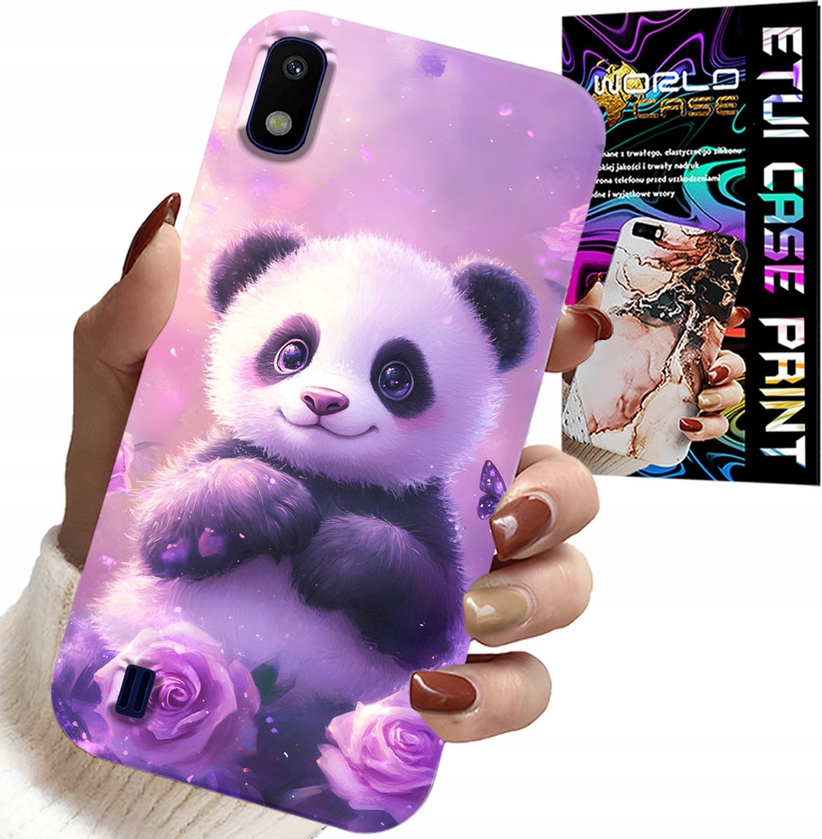 HOESJE VOOR SAMSUNG A10 - LEUKE PANDA-PATRONEN VOOR KINDEREN + GLAS