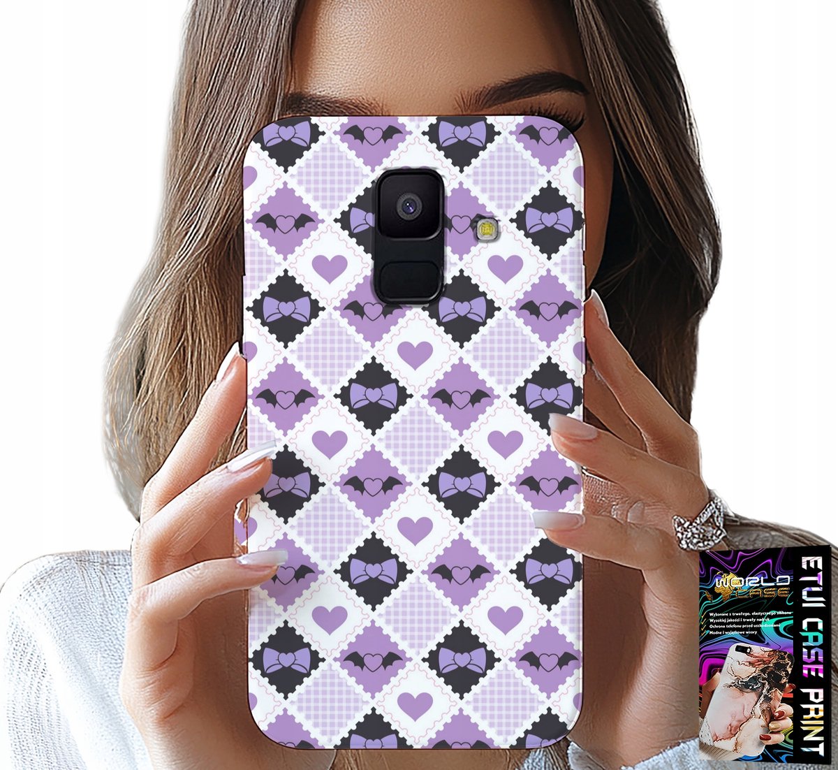 HOESJE VOOR SAMSUNG A6 2018 - MODIEUZE HARTJESSTRIK + GLAS