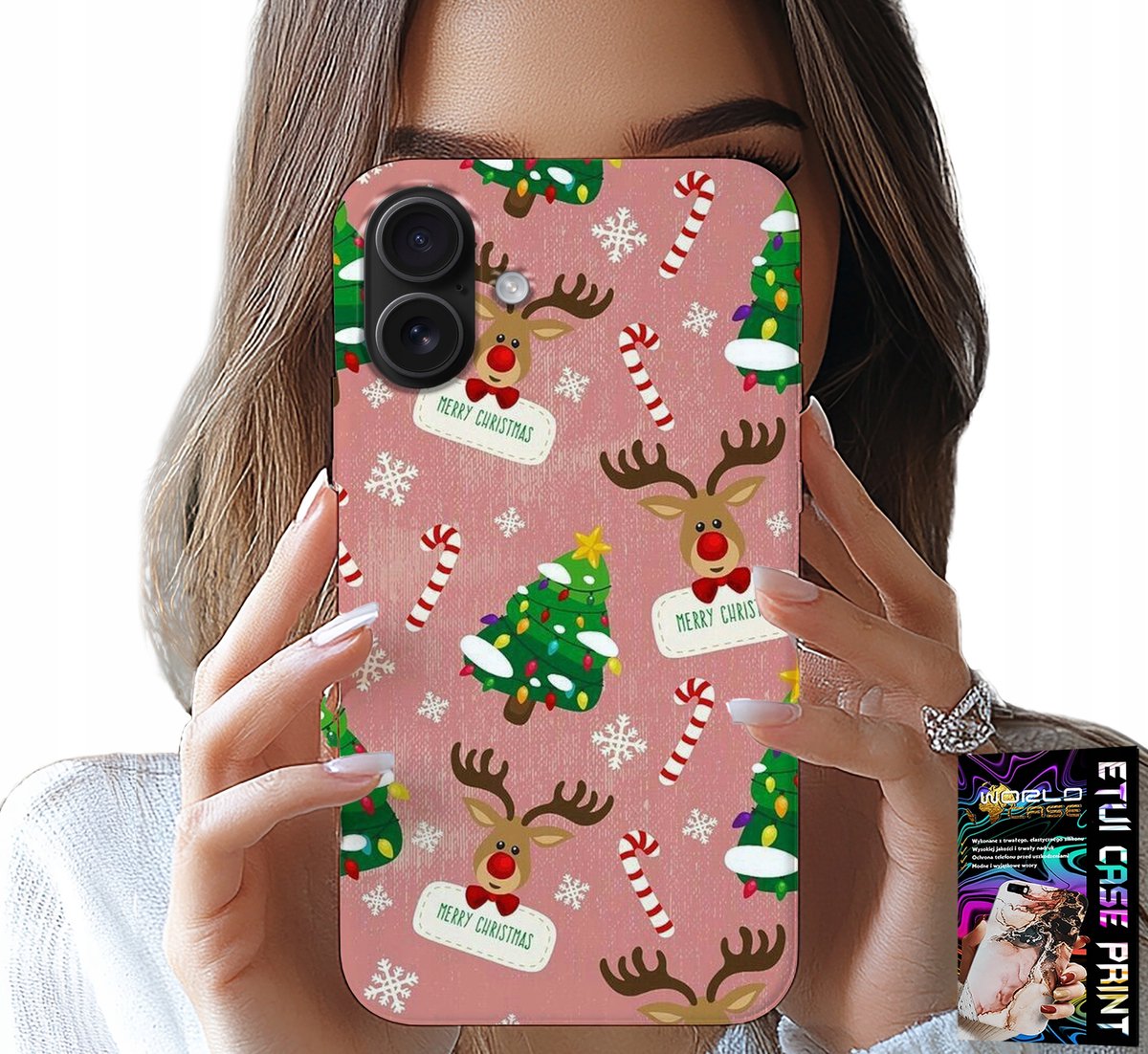 iPhone 16 Plus hoesje - Kerstrendier, kerstbomen, kaarsenpatronen