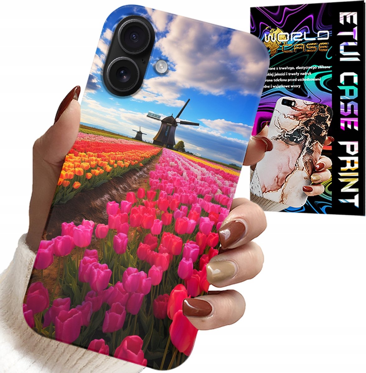 HOESJE VOOR IPHONE 16 PLUS - VELD VAN KLEURRIJKE TULPEN, TULP, HOESJE