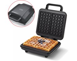 Haeger Master Wafelijzer - Anti Aanbaklaag & Pfas-Vrij - Wafelmaker voor 2 Grote Brusselse Wafels - 1400W - 2 wafels - Waffle Maker - Zwart