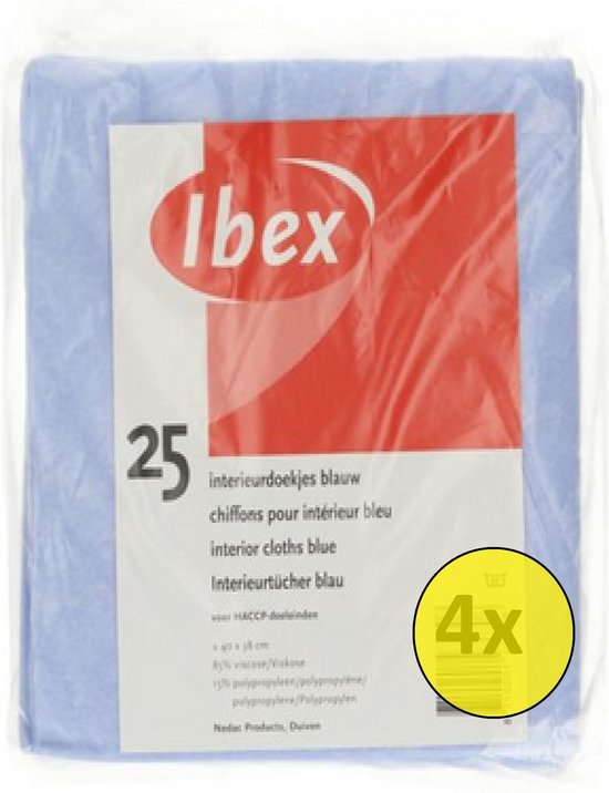 Foto: Ibex huishouddoekjes blauw 38x40cm multipak 4 x 25 st