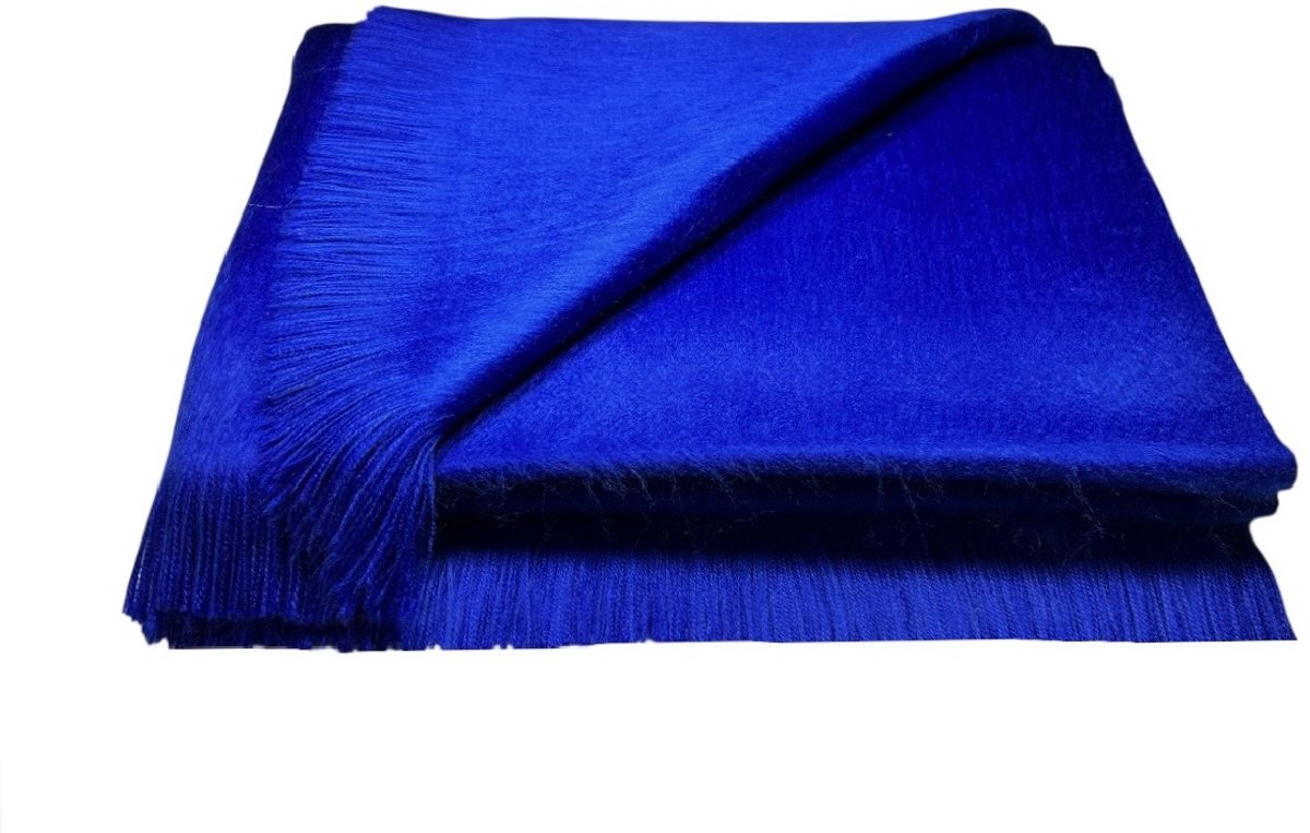Alpaca D'Luxe Sjaal - Hypoallergeen - Elektrisch blauw - Zacht en van Kwaliteit - Luxe cadeau - Sjaals Dames - Sjaals Heren - Damesmode - Herenmode - Warm - Neksjaal - Accessoires - Scarf - Elegant - Handgemaakt - Duurzaam - Luxe Alpaca Wollen Sjaal