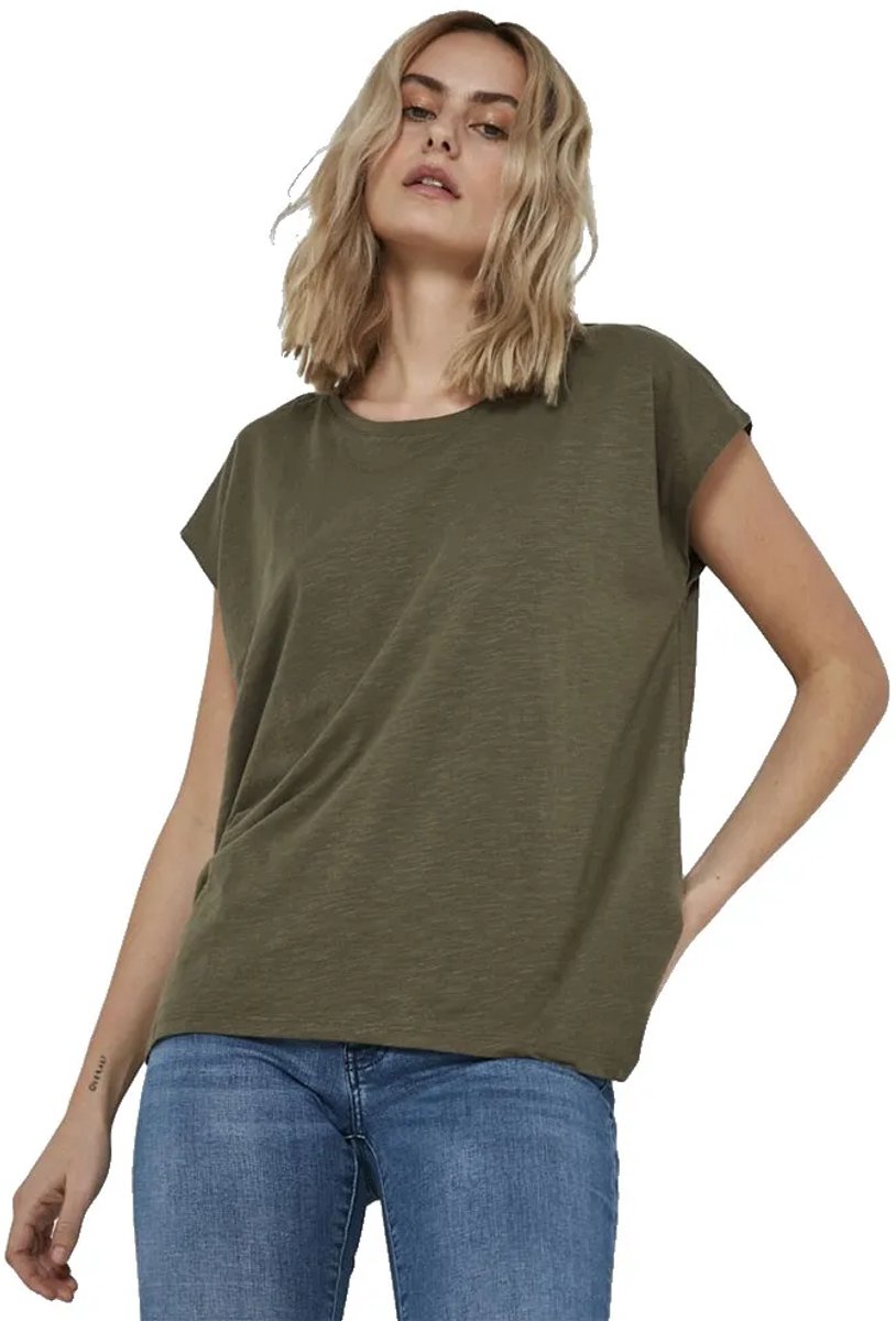 Noisy May Mathilde Loose Long T-shirt Met Korte Mouwen Grijs M Vrouw
