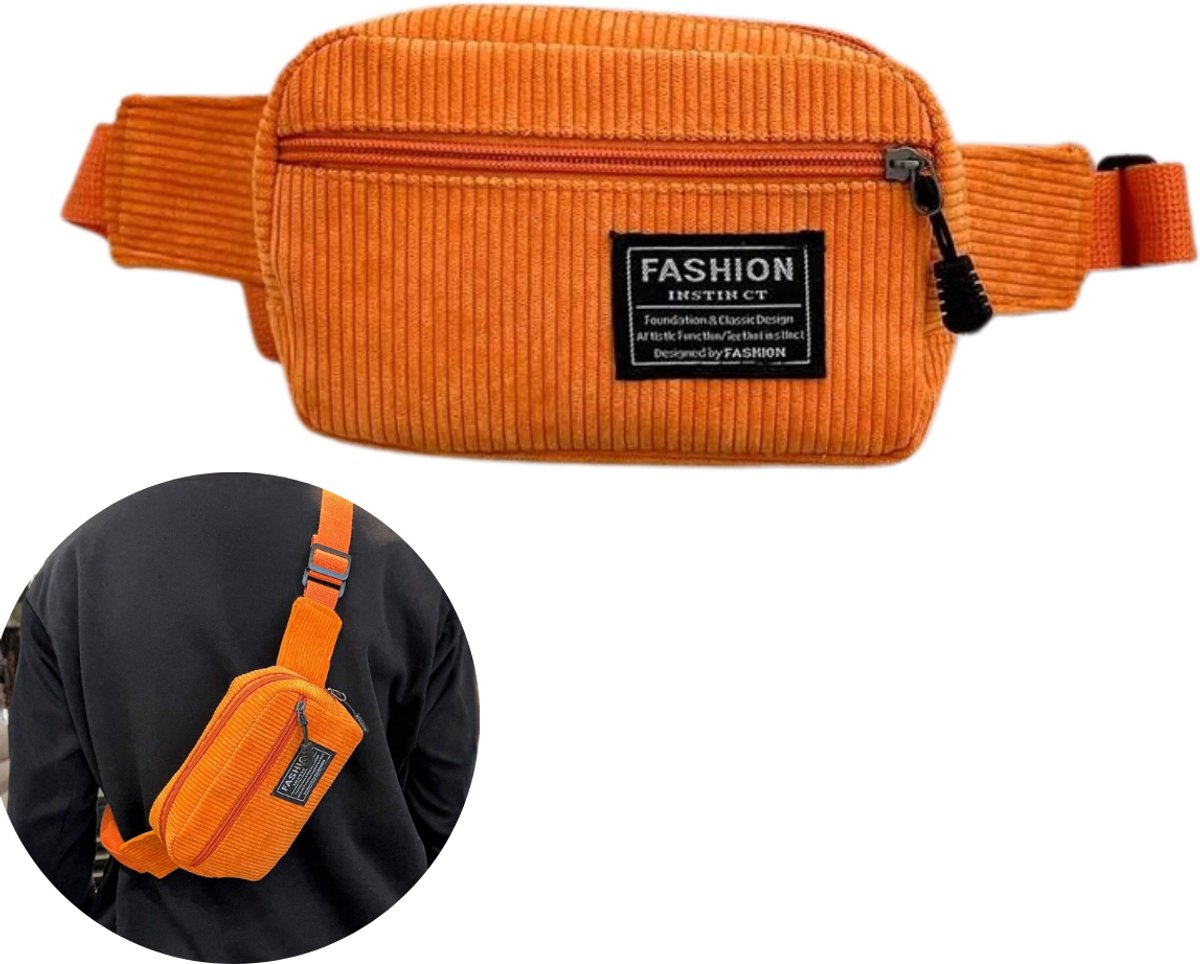 Chipa - Oranje Heuptas / Crossbody Bag – Verstelbaar – 2 Ritsvakken – Polyester – Trendy Schoudertas – Perfect voor Koningsdag & Festivals - Oranje Crosboddy bag - Koningsdag accessoires - Oranje accessoires - Koningsdag Kleding
