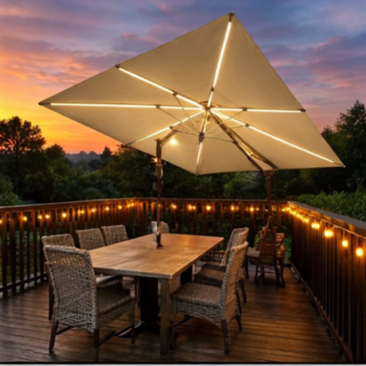 Zweefparasol 300x300 cm met LED - 300x300 cm - Grijs - Novihome