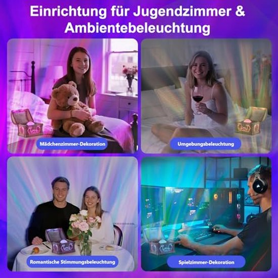 Sterrenhemelprojector - Creatieve Schatkist Galaxy LED Aurora-lamp met 8 lichtstanden & afstandsbediening - Noorderlichtprojector voor kamerdecoratie (volwassenen & kinderen) - Blauw van Merkloos — afbeelding 3