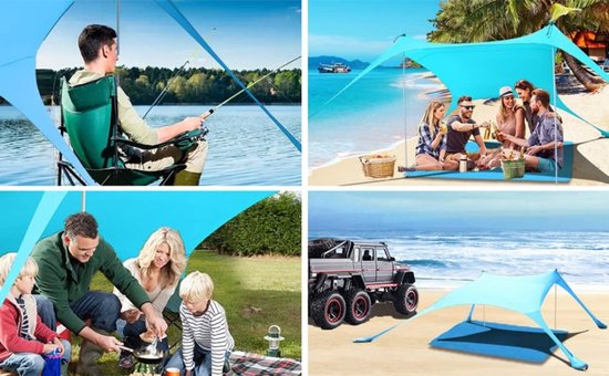 CLVP® Strandtent UV Bescherming - Strandtent Baby Pop Up - Strandtentje Extra Licht - Strandschelp - Strand Tent –Lichtblauw — afbeelding 4