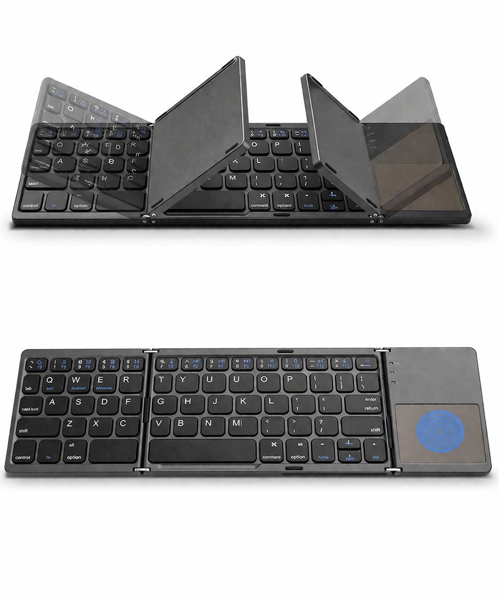 IMENGINE®Opvouwbaar Bluetooth Toetsenbord met Touchpad – draadloos toetsenbord - QWERTY Keyboard – Voor Smartphone, Tablet & Laptop – Lichtgewicht & Compact – Zwart