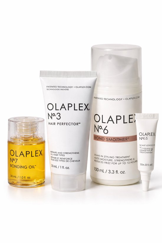 Olaplex Haarherstel Set – No.3 Hair Perfector + No.6 Bond Smoother + No.7 Bonding Oil + No.0.5 Scalp Treatment – Complete Professionele Haarverzorging