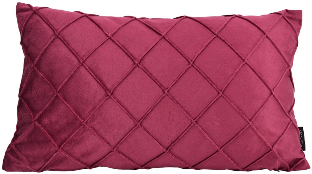NOVÉE Sierkussen Velvet Cross Wijnrood | 30 x 50 cm | Polyester