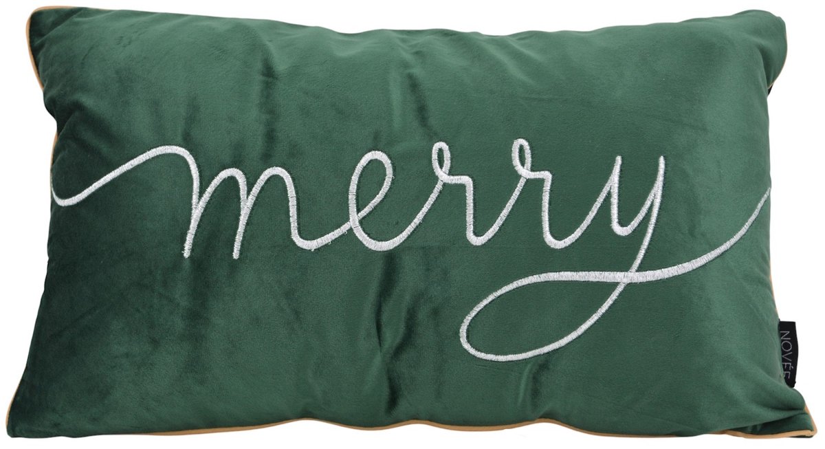 NOVÉE Sierkussen Velvet Merry Groen | 30 x 50 cm | Fluweel/Polyester groen zilver