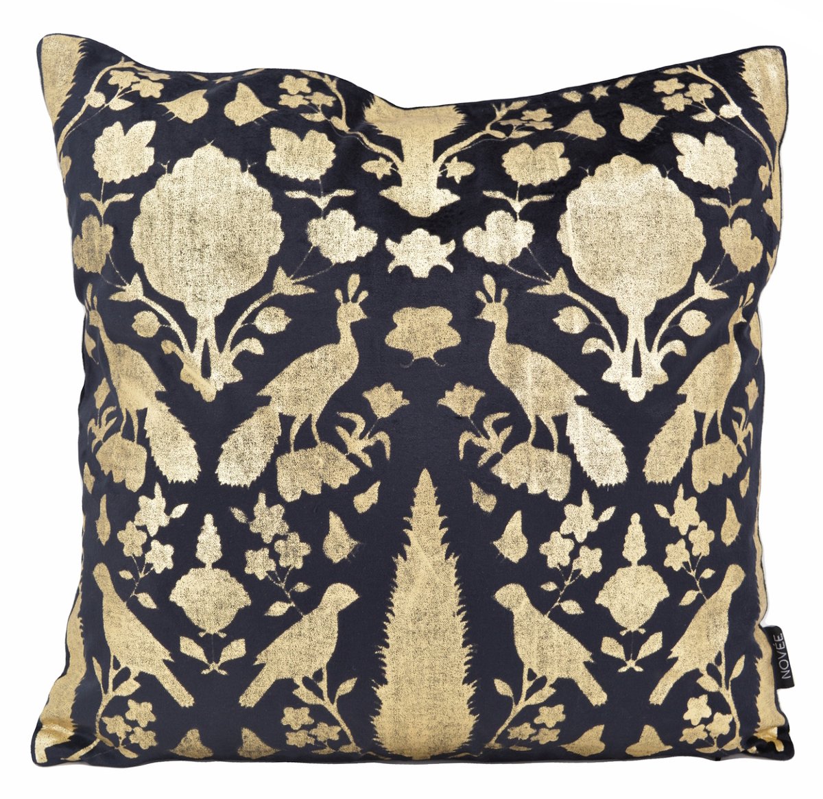 NOVÉE Sierkussen Damask Black/Gold | 45 x 45 cm | Velvet/Viscose
