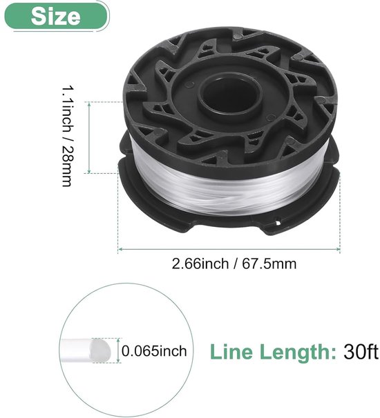 6 Stuks - Maaidraad Set Geschikt - Reserve draden - Draadspoelen - Snijdraadspoel - Draadspoel voor Grastrimmer - Trimmerdraad - Maaiaccessoires - Strimmer Bijlagen - Geschikt voor grastrimmer GH900 GH600 LST522 LCC140 - Lengte 30 ft van Merkloos	 — afbeelding 3