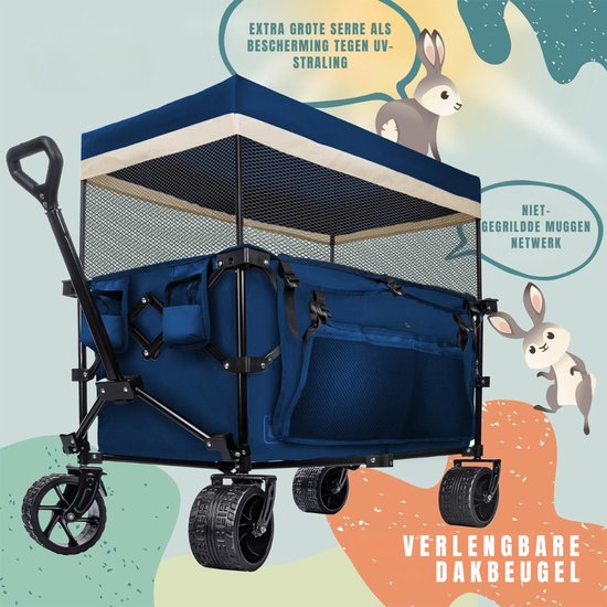 SAVI® Bolderkap Opvouwbaar Luchtbanden - Bolderkar - Bolderkar Opvouwbaar - 150 kg - Blauw- 90cm x 50cm x 100cm — afbeelding 5